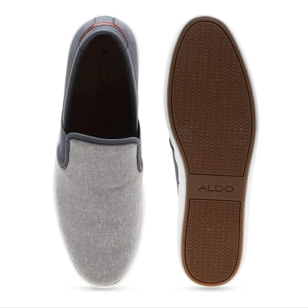 ALDO Men's Gray Denim Look & Navy Casual Slip On Comfort Loafers Size 12
